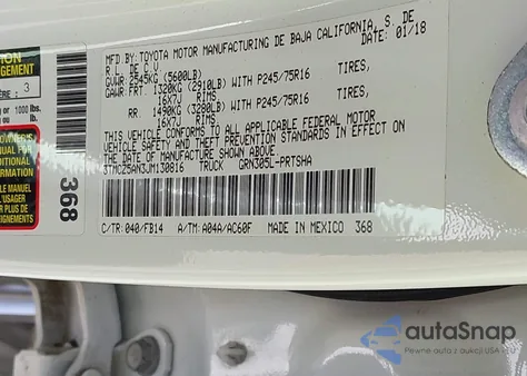 2018 Toyota Tacoma Sr V6 из США, поврежденный, VIN 3TMCZ5AN3JM130816